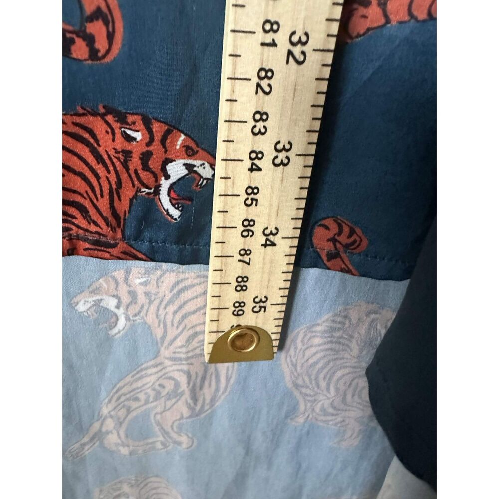 Dressed In Lala Tiger Satin Matching Set Oversized Button Up Tunic & Pants S - Picture 11 of 15